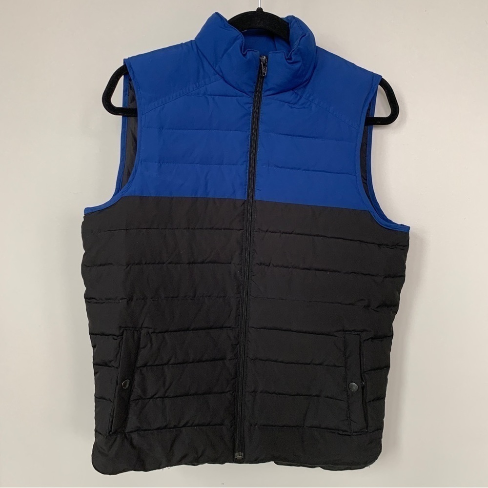 J. Crew Authentic Outerwear Blue & Black Down Puffer Vest Size XS